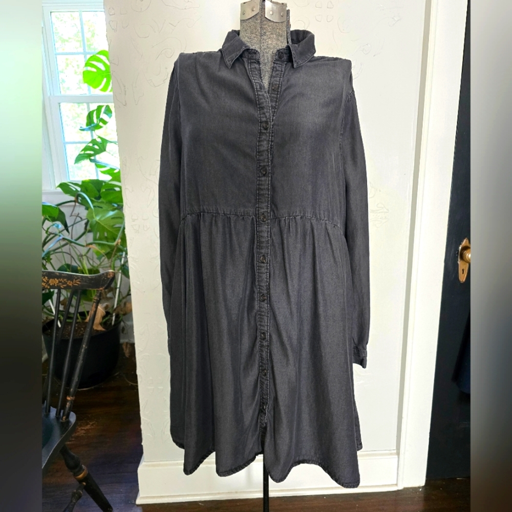 Time and Tru Black Denim Babydoll Dress XL with pockets